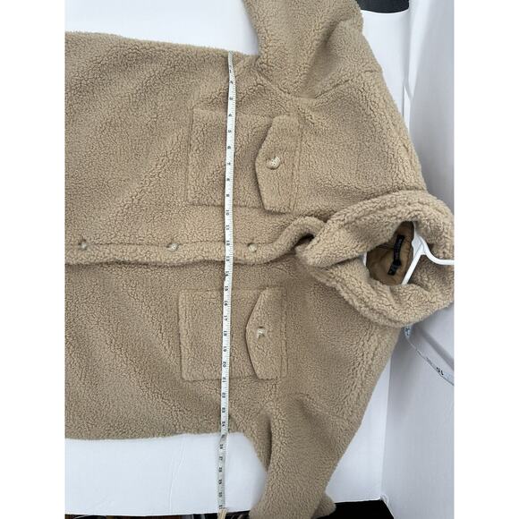 Nasty Gal, Plus Size Longline Borg Jacket, Tan, Size 18 Shacket NWT - Picture 4 of 11